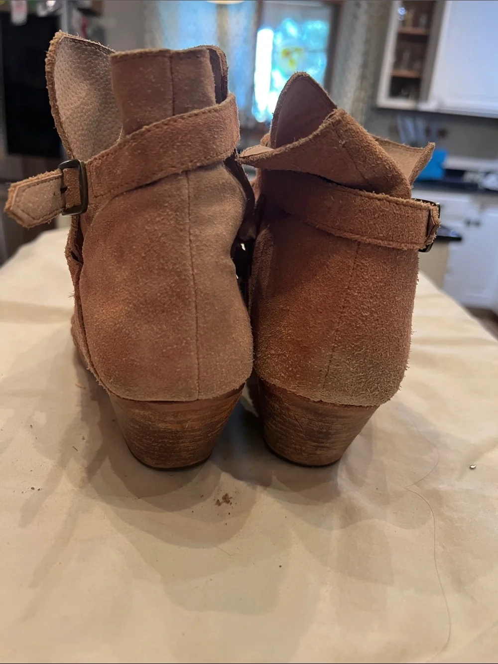 Free People Woven Suede Ankle Booties in Rust Brown
